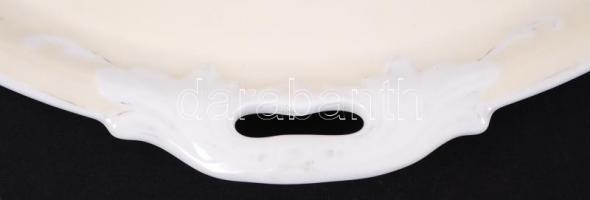 R.F.& H. márkájú porcelán fülestálca, jelzett, hibátlan, kézzel festett, d:38 cm