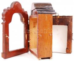 Régi faragott óratok, több helyen javított, m:26 cm, 18×12 cm