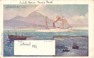 Naples, Adria, ships, artist signed