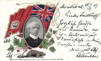 Wilfrid Laurier, beaver, flag, Emb.