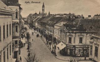 Győr, Baross út, templom, Kocsis Jenő csipke és női ruhadíszek üzlete (small tear)