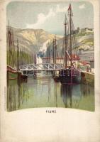 Fiume, sailing ships, litho (small tear)