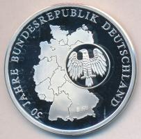 Németország 1993. "Német Szövetségi Köztársaság 50 éve - Valuta reform" Ag emlékérem (20g/0.999/40mm) sorszámozott tanúsítvánnyal T:PP Germany 1993. "50 years of Federal Republic of Germany - Currency reform" Ag medallion (20g/0.999/40mm) with certificate C:PP