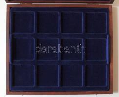Fa éremtartó doboz 1 kivehető tálcával, összesen 24db érme tárolására, újszerű állapotban