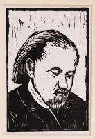 Nagy Vince (1939-): Kodály. Linó, papír, jelzett a dúcon, paszpartuban 12×9 cm