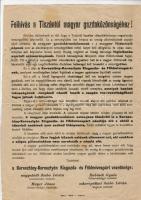 2 db nyomtatvány: 1920 Felhívás a Tiszántúl magyar gazdaközönséghez, 1918 fizetési osztályi illetmén...