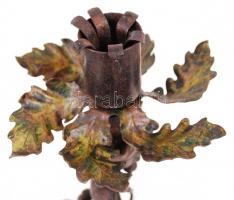 Kovácsoltvas gyertyatartó, gazdagon díszített, m:28 cm