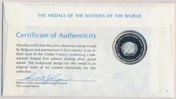 ENSZ 1976. "A Világ nemzeteinek emlékérmei - Belgium Ag emlékérem (15g/0.925/32mm) megcímzett é...