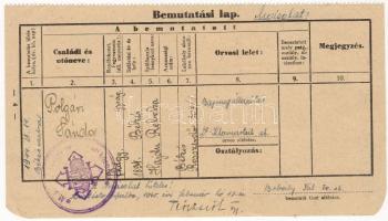 Bemutatási lap nyilaskeresztes pecséttel