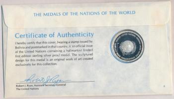 ENSZ 1977. "A Világ nemzeteinek emlékérmei - Bolívia" Ag emlékérem (15g/0.925/32mm) megcím...