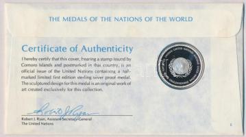 ENSZ 1977. "A Világ nemzeteinek emlékérmei - Comore-szigetek" Ag emlékérem (15g/0.925/32mm...