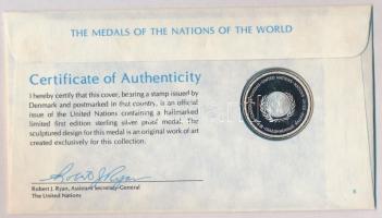 ENSZ 1977. "A Világ nemzeteinek emlékérmei - Dánia" Ag emlékérem (15g/0.925/32mm) megcímze...