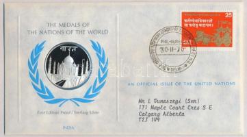 ENSZ 1978. "A Világ nemzeteinek emlékérmei - India" Ag emlékérem (15g/0.925/32mm) megcímze...