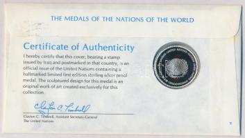 ENSZ 1982. "A Világ nemzeteinek emlékérmei - Irak" Ag emlékérem (15g/0.925/32mm) megcímzet...