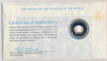 ENSZ 1978. "A Világ nemzeteinek emlékérmei - Izland" Ag emlékérem (15g/0.925/32mm) megcímz...