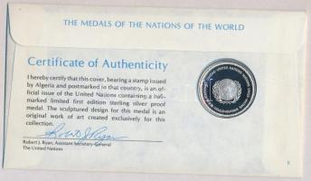 ENSZ 1976. "A Világ nemzeteinek emlékérmei - Algéria" Ag emlékérem (15g/0.925/32mm) megcím...
