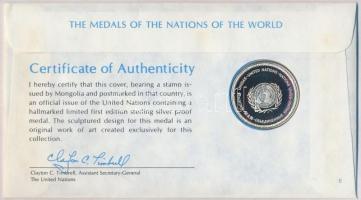 ENSZ 1979. "A Világ nemzeteinek emlékérmei - Mongólia" Ag emlékérem (15g/0.925/32mm) megcí...