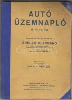 cca 1930 Autó üzemnapló; Pless Gy, közlekedési nyomda