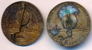 1938. "XXXIV. Eucharisztikus Világkongresszus" Br jelvény (tű letört) (2x) T:2-,3