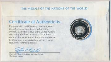 ENSZ 1979. "A Világ nemzeteinek emlékérmei - Románia" Ag emlékérem (15g/0.925/32mm) megcím...