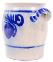 Festett, mázas, népi kőagyag edény / 
Folkloristic glazed ceramic pot, 20cm