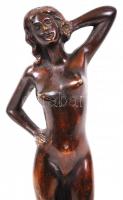 Álló női akt, bronz, márvány talapzaton, jelzés nélkül, m:29 cm /Nude bronze sculpture with marble p...