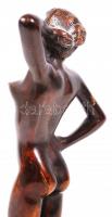Álló női akt, bronz, márvány talapzaton, jelzés nélkül, m:29 cm /Nude bronze sculpture with marble p...