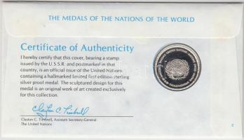 ENSZ 1980. "A Világ nemzeteinek emlékérmei - Szovjetunió" Ag emlékérem (15g/0.925/32mm) me...