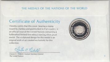 ENSZ 1981. "A Világ nemzeteinek emlékérmei - Zambia" Ag emlékérem (15g/0.925/32mm) megcímz...