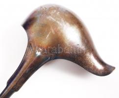 Nagy bólés készlet, kobalt kék üveggel arany festésű peremmel, szecessziós fém merőkanállal, hibátla...