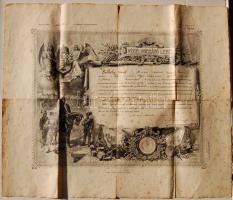 1905 Dekoratív honvéd végelbocsátó levél 60x50cm