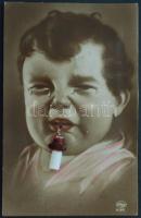 Child with nursing bottle, mechanical card, whistle