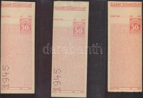 59 db okmánybélyeg + 3 használatlan Állami számolólap berakólapon