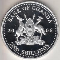 Uganda 2006. 2000Sh Ag "A labdarúgás halhatatlanjainak csarnoka - Anglia 1980-as évek" T:PP tanúsítvánnyal  Uganda 2006. 2000 Shilling Ag "Hall of Fame of football - England 1980s" C:PP