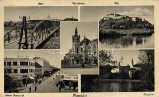 Munkács bridge, town hall, castle, St. István street, monastery (Rb)