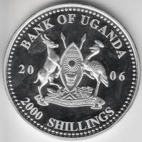 Uganda 2006. 2000Sh Ag "A labdarúgás halhatatlanjainak csarnoka - Németország 1980-as évek" T:PP tanúsítvánnyal Uganda 2006. 2000 Shilling Ag "Hall of Fame of football - Germany 1980s" C:PP