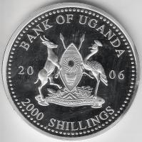 Uganda 2006. 2000Sh Ag "A labdarúgás halhatatlanjainak csarnoka - Portugália 1960-as évek" T:PP tanúsítvánnyal Uganda 2006. 2000 Shilling Ag "Hall of Fame of football - Portugal 1960s" C:PP