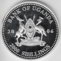 Uganda 2006. 2000Sh Ag "A labdarúgás halhatatlanjainak csarnoka - Argentína 1980-as évek" T:PP tanúsítvánnyal Uganda 2006. 2000 Shilling Ag "Hall of Fame of football - Argentina 1980s" C:PP