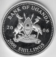 Uganda 2006. 2000Sh Ag "A labdarúgás halhatatlanjainak csarnoka - Brazília 1980-as évek" T:PP tanúsítvánnyal Uganda 2006. 2000 Shilling Ag "Hall of Fame of football - Brazil 1980s" C:PP