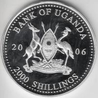 Uganda 2006. 2000Sh Ag "A labdarúgás halhatatlanjainak csarnoka - Németország 1970-es évek" T:PP tanúsítvánnyal Uganda 2006. 2000 Shilling Ag "Hall of Fame of football - Germany 1970s" C:PP