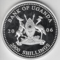 Uganda 2006. 2000Sh Ag "A labdarúgás halhatatlanjainak csarnoka - Jugoszlávia 1990-es évek" T:PP tanúsítvánnyal Uganda 2006. 2000 Shilling Ag "Hall of Fame of football - Yugoslavia 1990s" C:PP