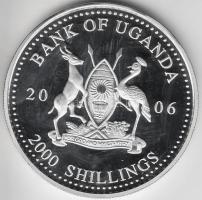 Uganda 2006. 2000Sh Ag "A labdarúgás halhatatlanjainak csarnoka - Franciaország 2000-es évek" T:PP tanúsítvánnyal Uganda 2006. 2000 Shilling Ag "Hall of Fame of football - France 2000s" C:PP