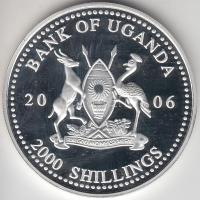 Uganda 2006. 2000Sh Ag "A labdarúgás halhatatlanjainak csarnoka - Oroszország 1960-as évek" T:PP tanúsítvánnyal Uganda 2006. 2000 Shilling Ag "Hall of Fame of football - Russaia 1960s" C:PP