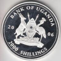 Uganda 2006. 2000Sh Ag "A labdarúgás halhatatlanjainak csarnoka - Olaszország 1990-es évek" T:PP tanúsítvánnyal Uganda 2006. 2000 Shilling Ag "Hall of Fame of football - Italy 1990s" C:PP