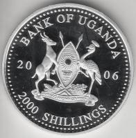 Uganda 2006. 2000Sh Ag "Futball hírességei - Olaszlország 1960-es évek" T:PP tanúsítvánnyal Uganda 2006. 2000 Shilling Ag "Hall of Fame of football - Italy 1960s" C:PP