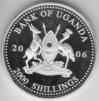 Uganda 2006. 2000Sh Ag "A labdarúgás halhatatlanjainak csarnoka - Franciaország 1980-as évek" T:PP tanúsítvánnyal Uganda 2006. 2000 Shilling Ag "Hall of Fame of football - France 1980s" C:PP