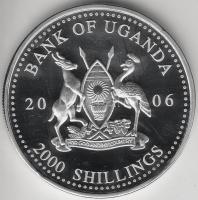 Uganda 2006. 2000Sh Ag "A labdarúgás halhatatlanjainak csarnoka - Olaszország 2000-es évek" T:PP tanúsítvánnyal Uganda 2006. 2000 Shilling Ag "Hall of Fame of football - Italy 2000s" C:PP