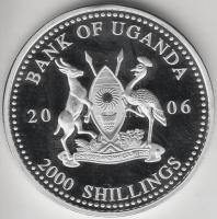 Uganda 2006. 2000Sh Ag "A labdarúgás halhatatlanjainak csarnoka - Franciaország 1990-es évek" T:PP tanúsítvánnyal Uganda 2006. 2000 Shilling Ag "Hall of Fame of football - France 1990s" C:PP