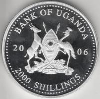 Uganda 2006. 2000Sh Ag "A labdarúgás halhatatlanjainak csarnoka - Magyarország 1960-as évek" T:PP tanúsítvánnyal Uganda 2006. 2000 Shilling Ag "Hall of Fame of football - Hungary 1960s" C:PP