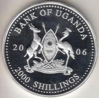 Uganda 2006. 2000Sh Ag "A labdarúgás halhatatlanjainak csarnoka - Olaszország 1990-es évek" T:PP tanúsítvánnyal Uganda 2006. 2000 Shilling Ag "Hall of Fame of football - Italy 1990s" C:PP